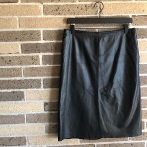 Kenneth Cole Black Leather Pencil Skirt